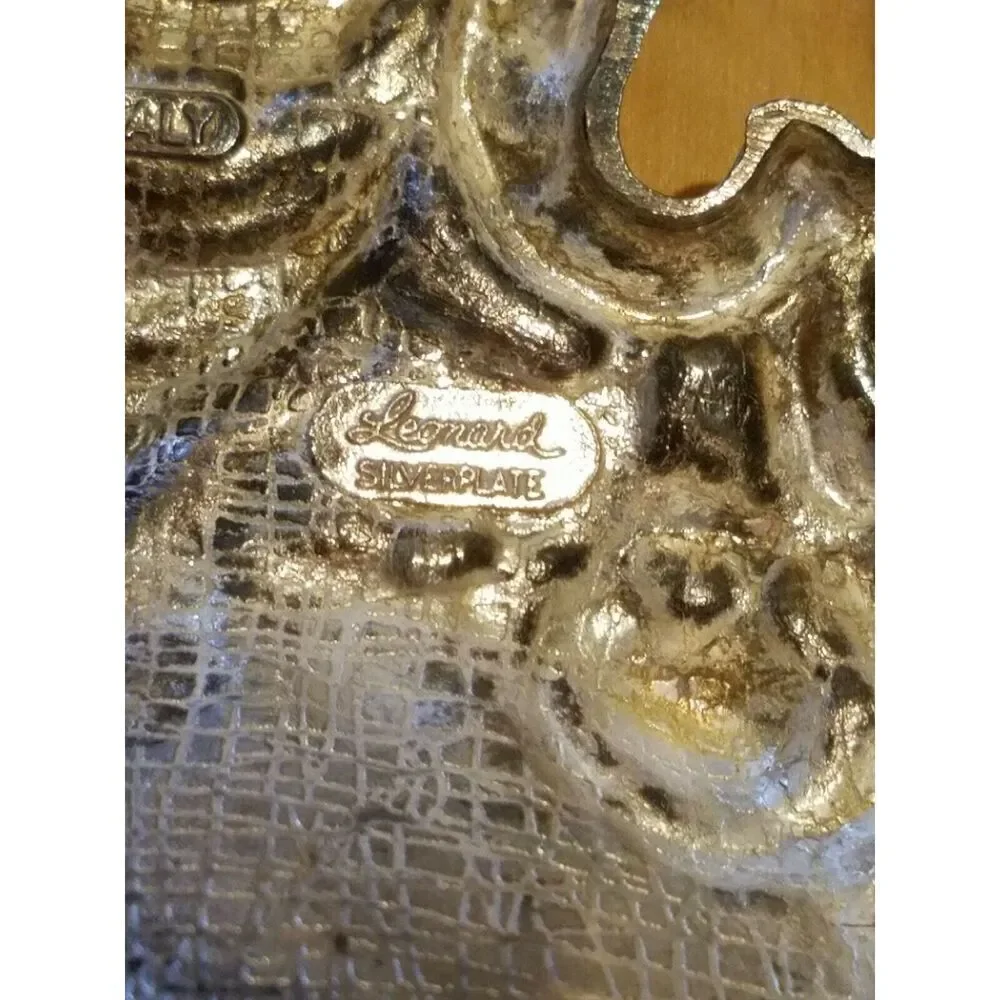 Leonard Silverplate Heart Dish Tray Roses Silver Plated Trinket Dish Italy